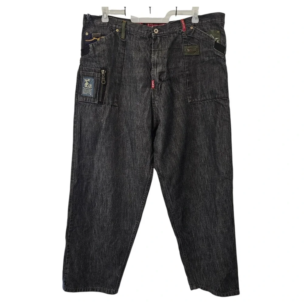 Y2K LRG Kings Of Natural Baggy Wide Leg Jeans Size 42 Streetwear Skater Blue